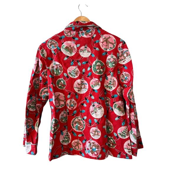 Nick & Nora Holiday Sock Monkey Flannel Pajama Top M - Picture 3 of 5